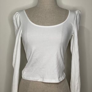 Wide neck,ruffled sleeves top